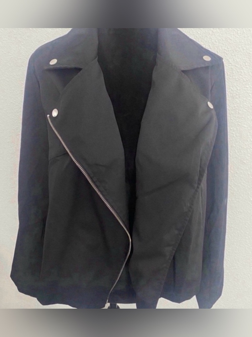 Brand New Black Women's Moto Jacket - Classic Asymmetric Zip (Size XL)